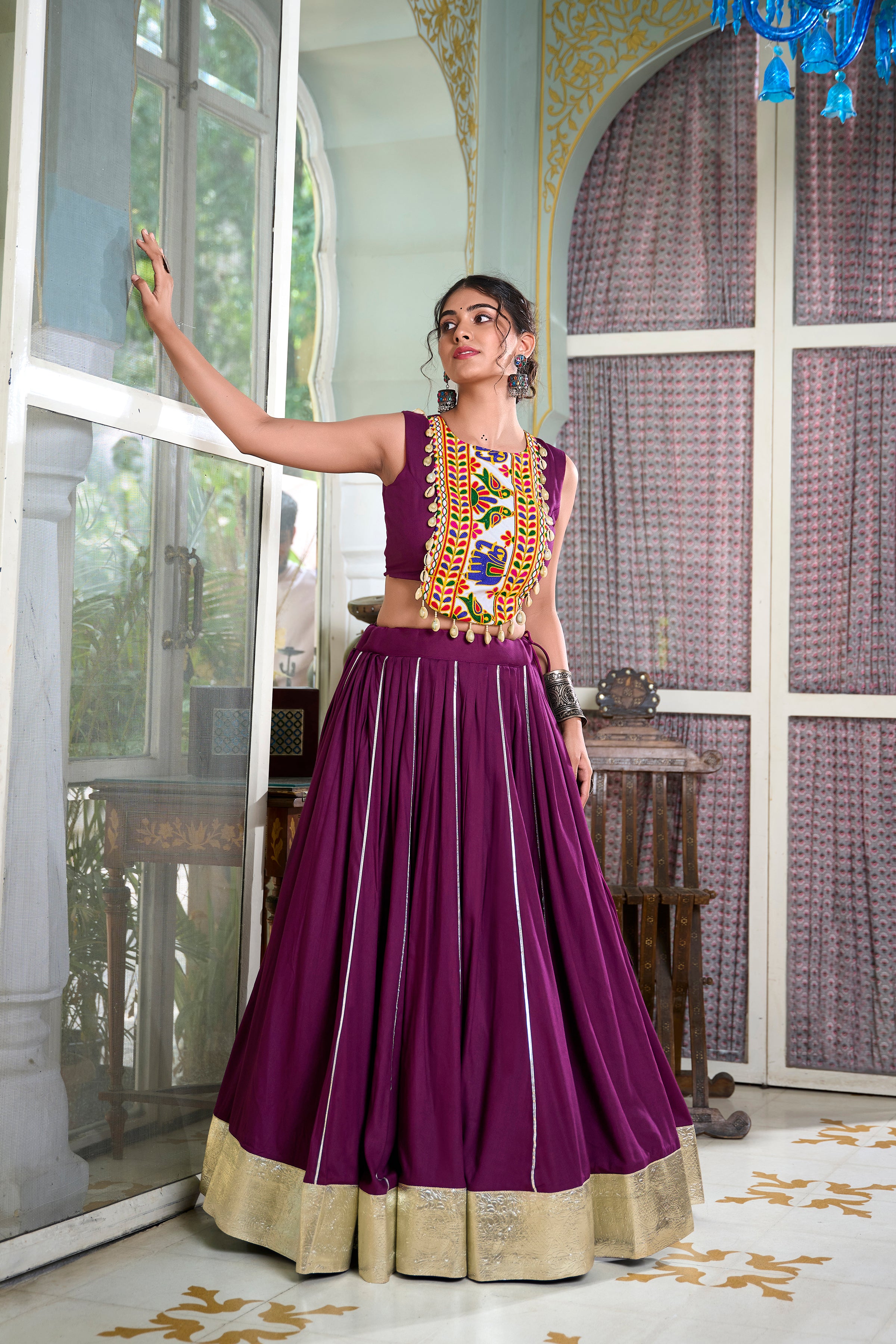 Festive Fashion atIts Best: Rayon Lehenga and Gamthi Work Blouse for Navratri β¨π